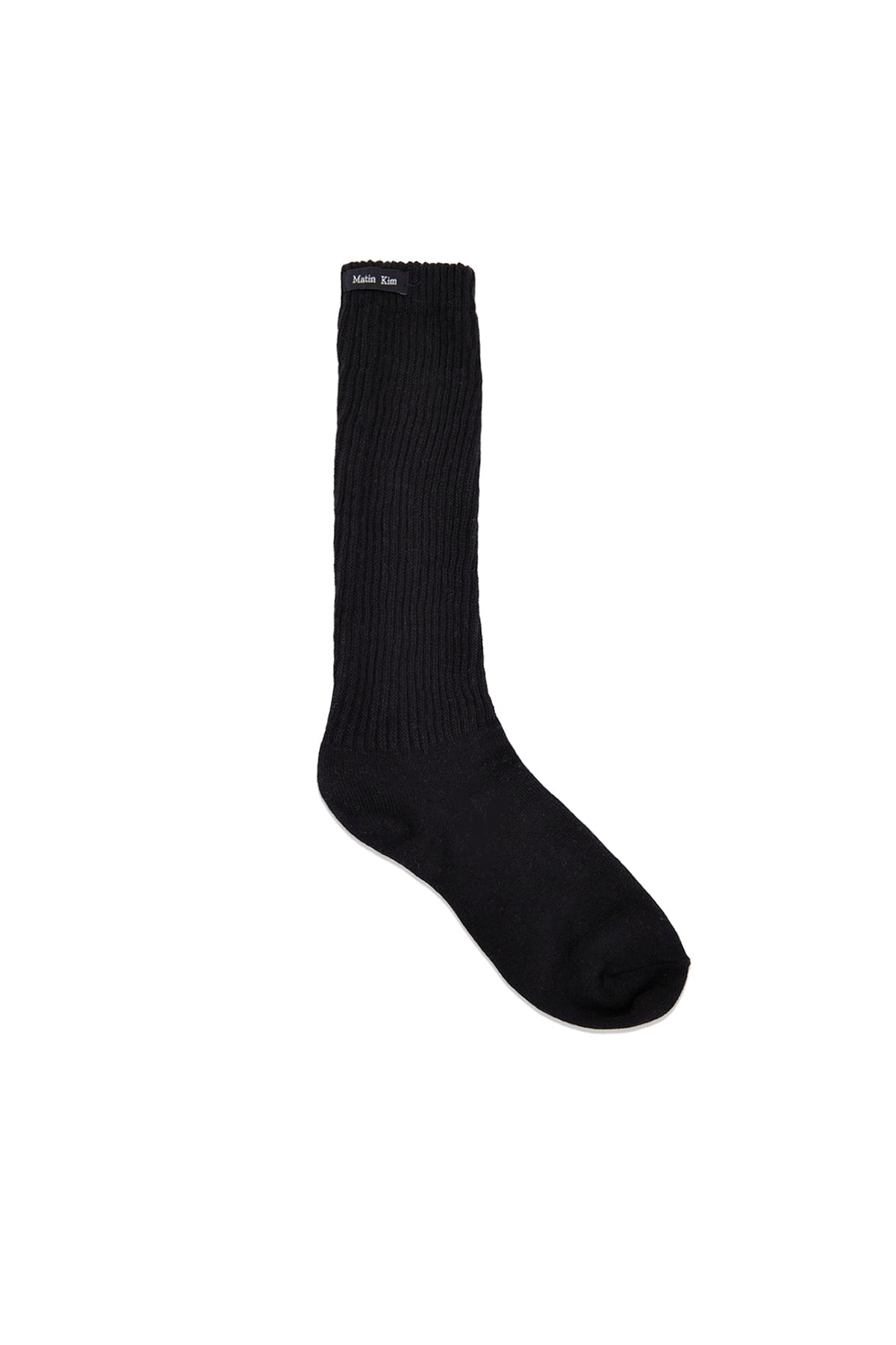 Matin Kim - Small Logo Point Ribbed Socks (Black) product image 1 | TRAB K-Fashion Australia