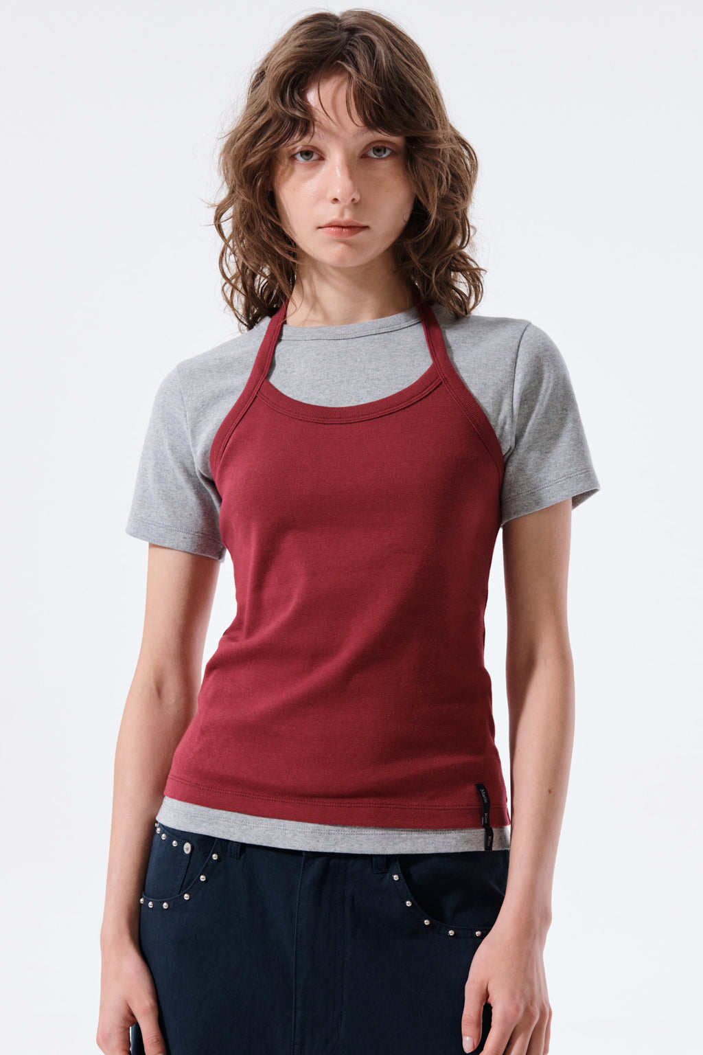 Matin Kim - Label Detail Halter Tank Top (Wine) product image 11 | TRAB K-Fashion Australia