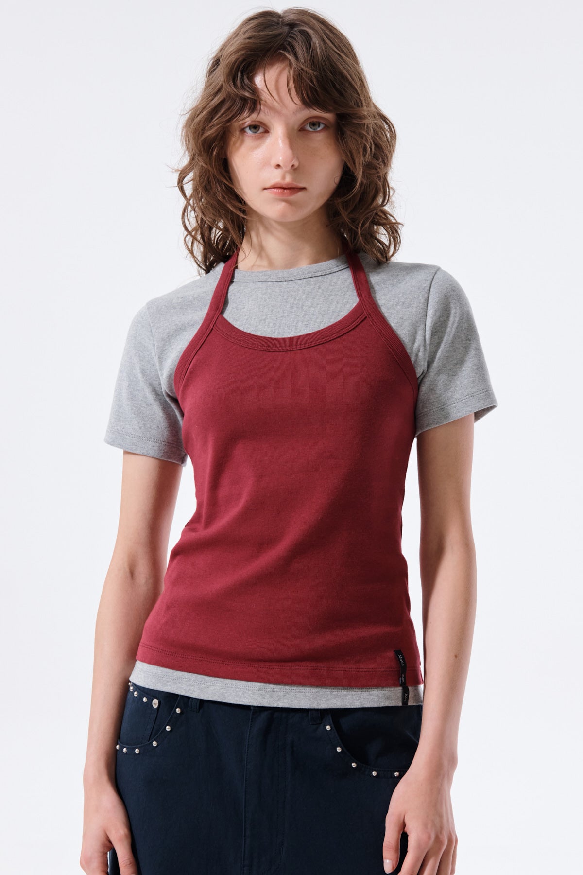 Matin Kim - Label Detail Halter Tank Top (Wine) product image 11 | TRAB K-Fashion Australia