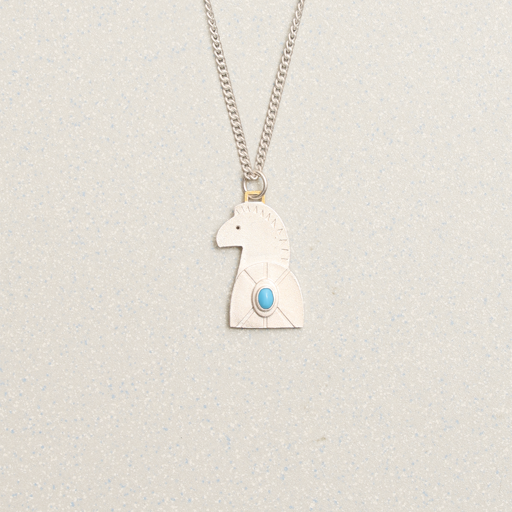 Towtow Archive - Flat Horse Turquoise Necklace Circle (Silver) product image 1 | TRAB K-Fashion Australia