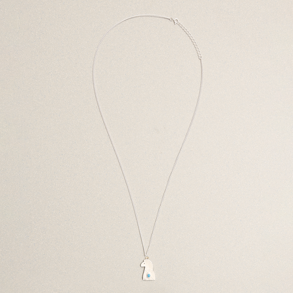 Towtow Archive - Flat Horse Turquoise Necklace Circle (Silver) product image 3 | TRAB K-Fashion Australia
