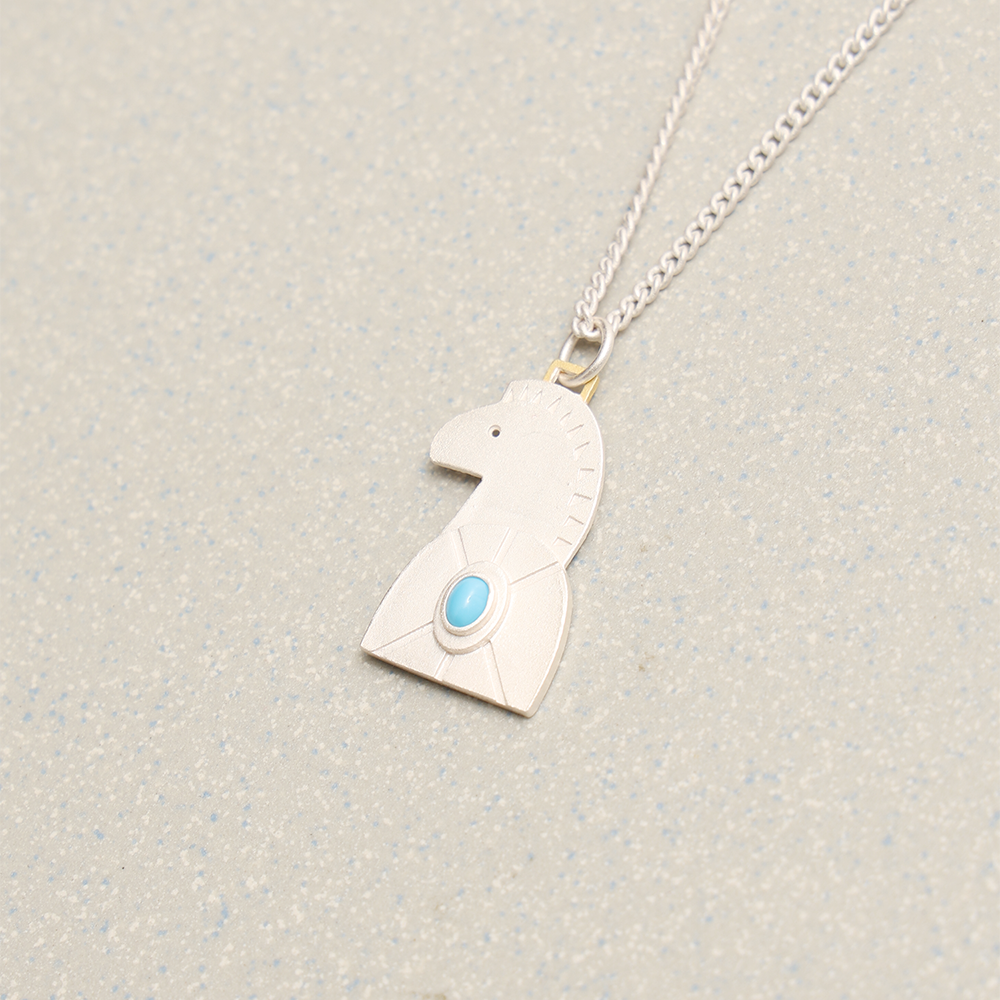 Towtow Archive - Flat Horse Turquoise Necklace Circle (Silver) product image 4 | TRAB K-Fashion Australia