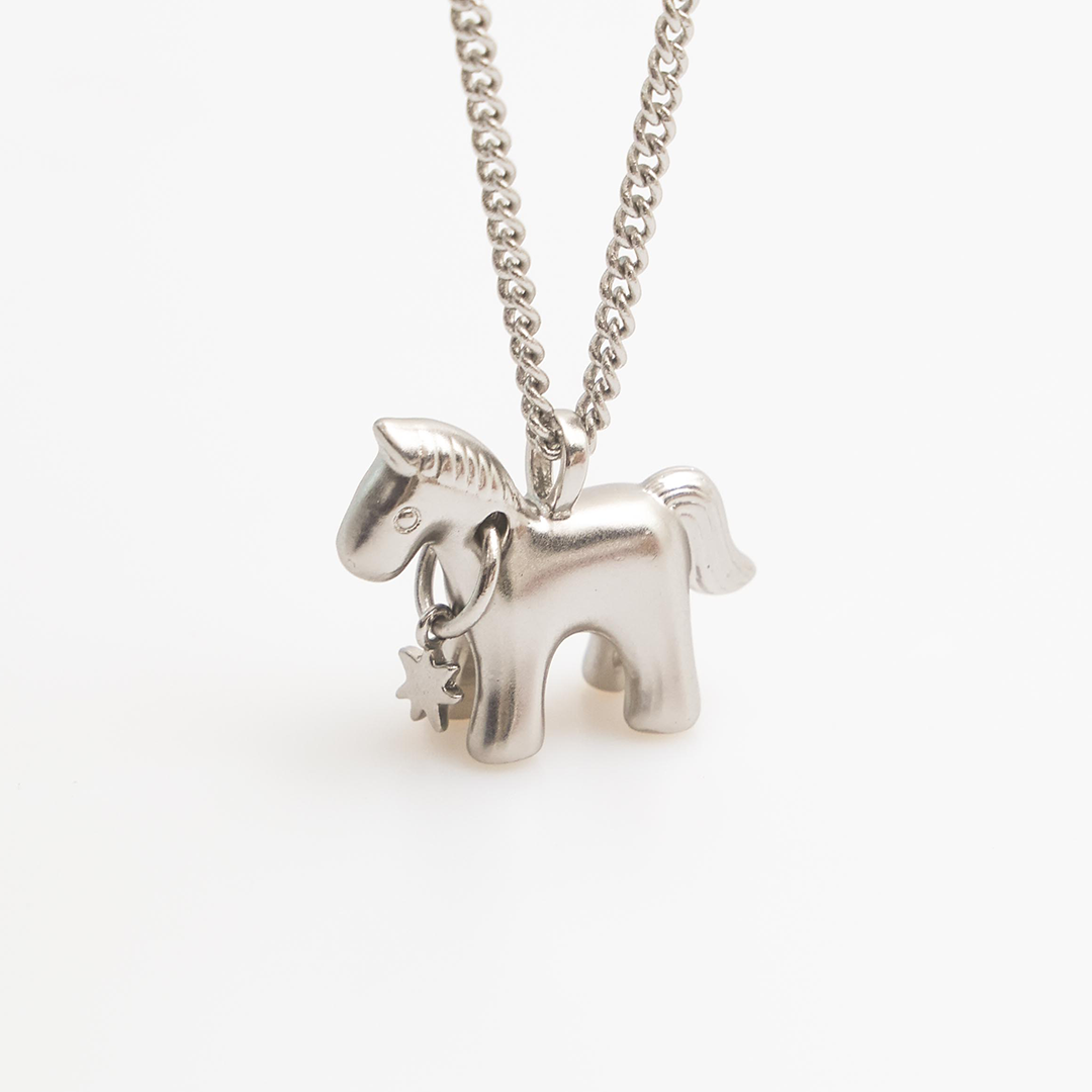 Towtow Archive - Tiki Pony Pendant Necklace Rhodium (Silver) product image 1 | TRAB K-Fashion Australia