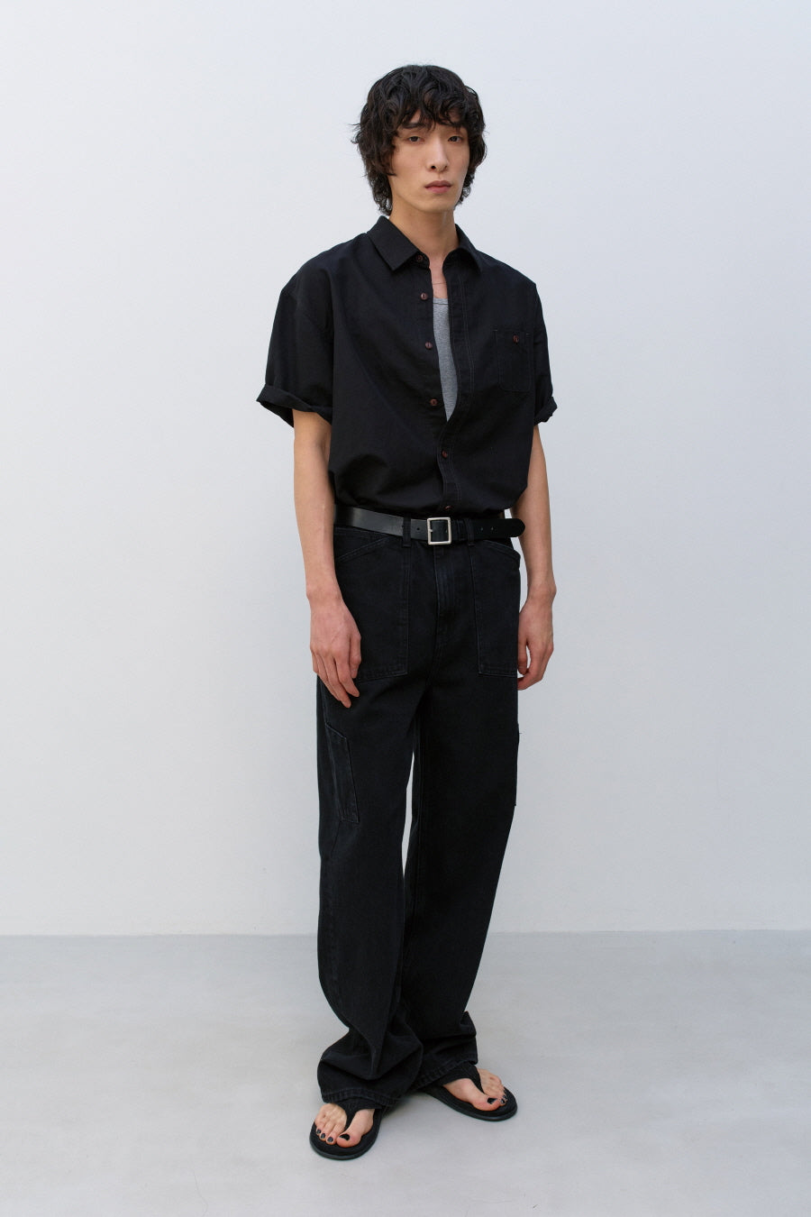 Insilence - Washed Natural Slub Shirt (Black) product image 3 | TRAB K-Fashion Australia