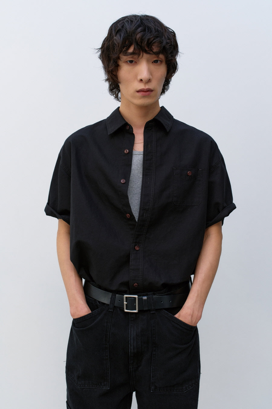 Insilence - Washed Natural Slub Shirt (Black) product image 6 | TRAB K-Fashion Australia