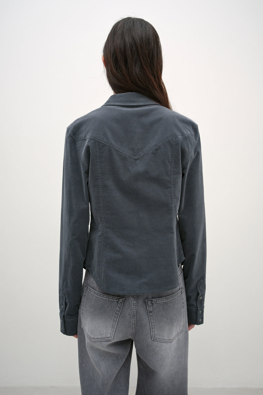 Insilence - Corduroy Snap Shirt (Charcoal) product image 5 | TRAB K-Fashion Australia