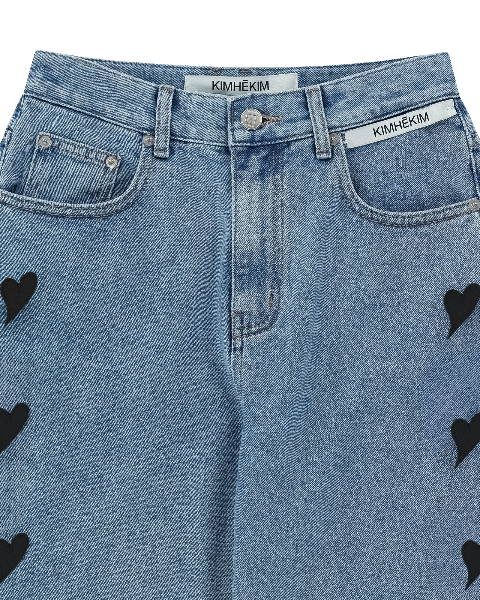 Kimhe Kim - Heart Patches Jeans (Sky Blue/Black) product image 8 | TRAB K-Fashion Australia