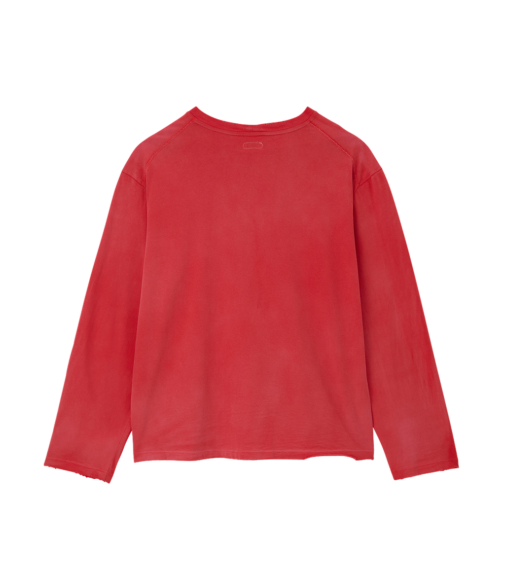 Llege - Garment Dyed Long Sleeve Loose T-Shirt (Washed Red) product image 2 | TRAB K-Fashion Australia