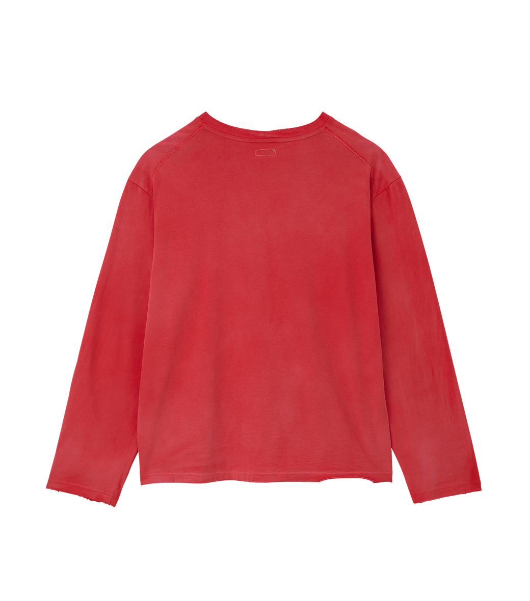 Llege - Garment Dyed Long Sleeve Loose T-Shirt (Washed Red) product image 2 | TRAB K-Fashion Australia