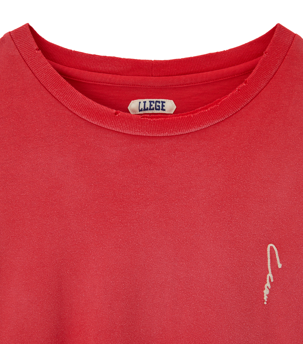 Llege - Garment Dyed Long Sleeve Loose T-Shirt (Washed Red) product image 3 | TRAB K-Fashion Australia