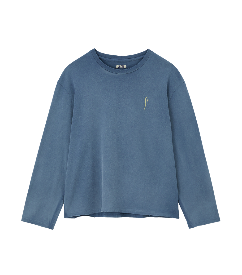 Llege - Garment Dyed Long Sleeve Loose T-Shirt (Washed Blue) product image 1 | TRAB K-Fashion Australia