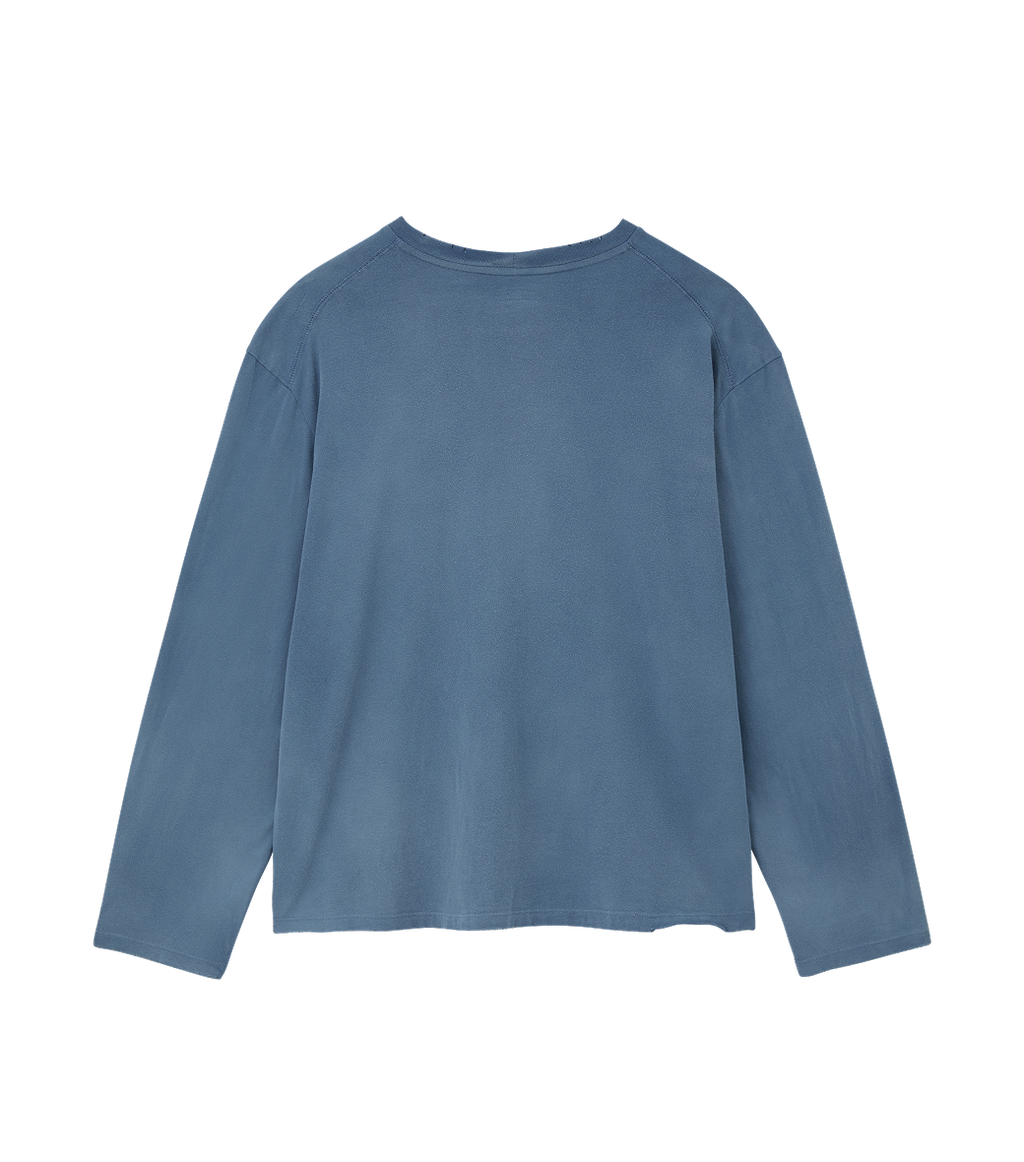 Llege - Garment Dyed Long Sleeve Loose T-Shirt (Washed Blue) product image 2 | TRAB K-Fashion Australia