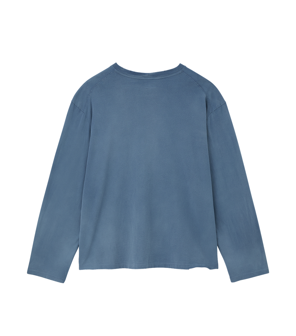 Llege - Garment Dyed Long Sleeve Loose T-Shirt (Washed Blue) product image 2 | TRAB K-Fashion Australia