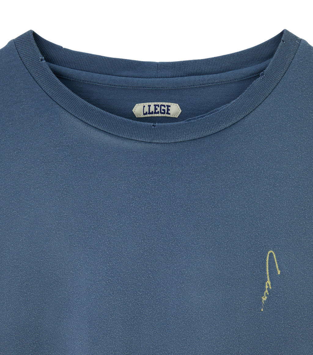 Llege - Garment Dyed Long Sleeve Loose T-Shirt (Washed Blue) product image 3 | TRAB K-Fashion Australia