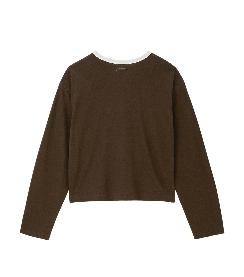 Llege - Ringer Long Sleeve Loose T-Shirt (Brown) product image 2 | TRAB K-Fashion Australia