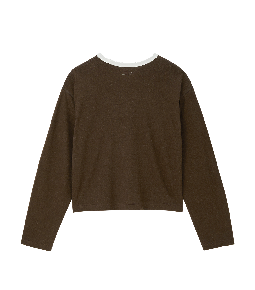 Llege - Ringer Long Sleeve Loose T-Shirt (Brown) product image 2 | TRAB K-Fashion Australia