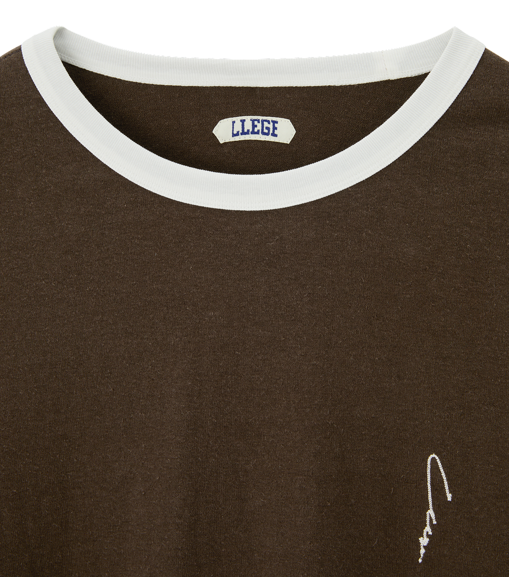 Llege - Ringer Long Sleeve Loose T-Shirt (Brown) product image 3 | TRAB K-Fashion Australia