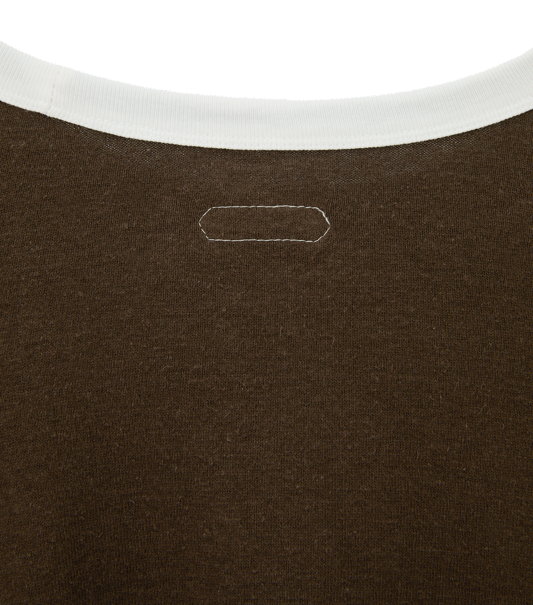 Llege - Ringer Long Sleeve Loose T-Shirt (Brown) product image 4 | TRAB K-Fashion Australia