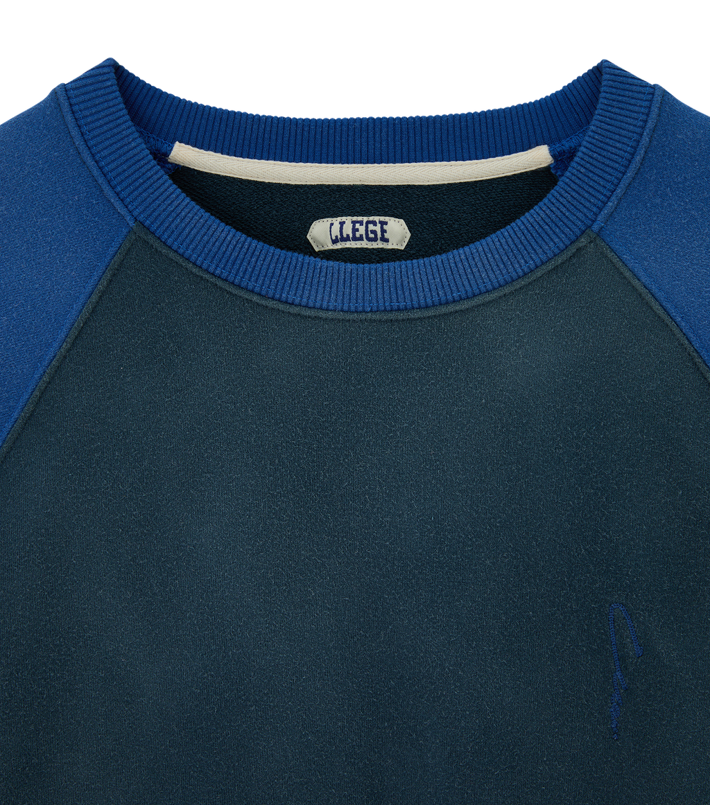 Llege - Contrast Raglan Vintage Sweatshirt (Navy) product image 3 | TRAB K-Fashion Australia