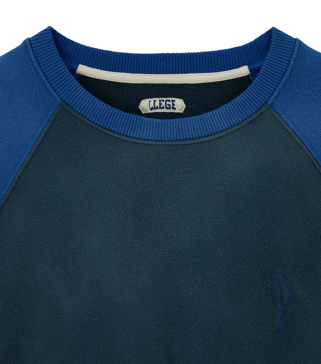 Llege - Contrast Raglan Vintage Sweatshirt (Navy) product image 3 | TRAB K-Fashion Australia