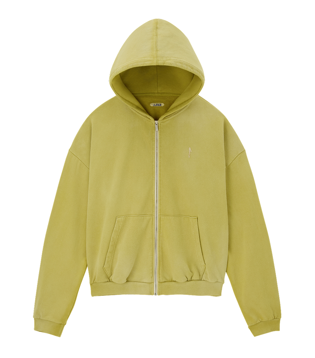 Llege - Garment Dyed Oversized Hoody Zip-Up (Olive) product image 1 | TRAB K-Fashion Australia