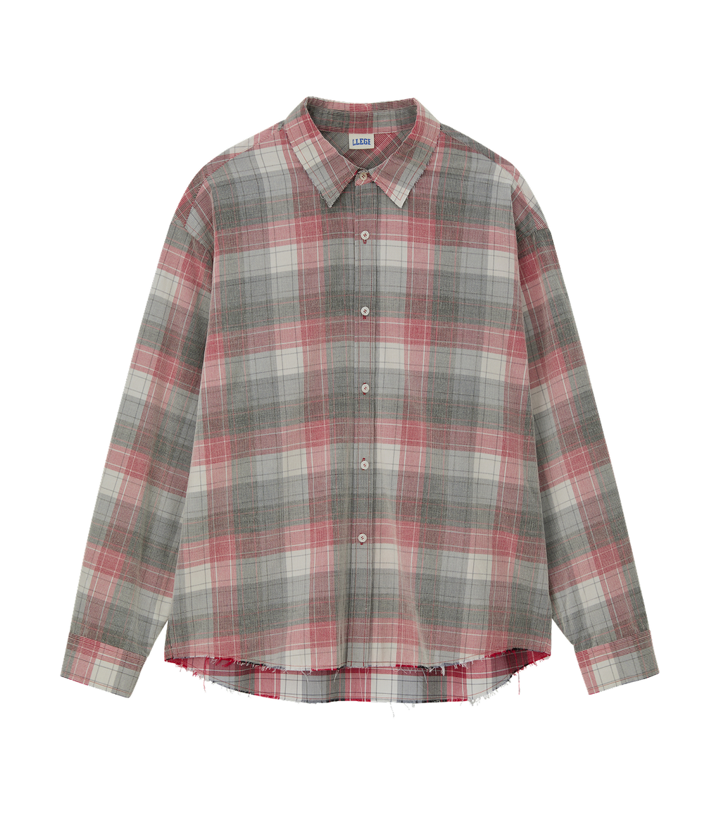 Llege - Oversized Faded Check Shirt (Pink) product image 1 | TRAB K-Fashion Australia