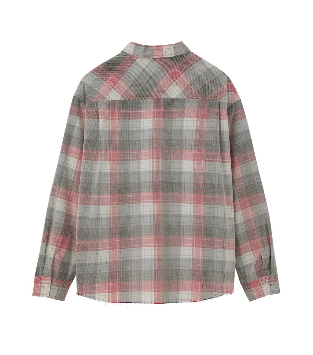 Llege - Oversized Faded Check Shirt (Pink) product image 2 | TRAB K-Fashion Australia