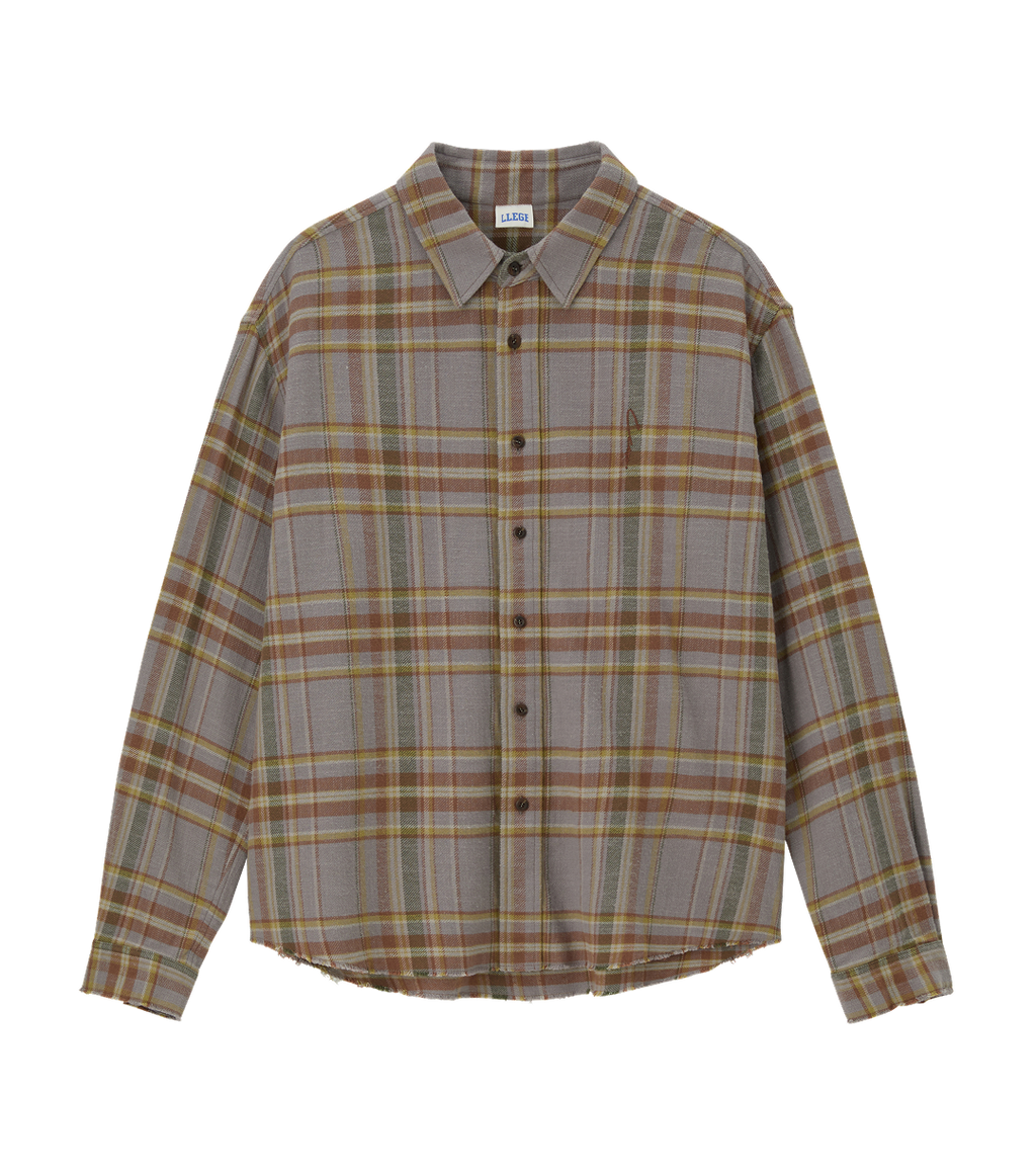 Llege - Oversized Flannel Shirt (Grey) product image 1 | TRAB K-Fashion Australia