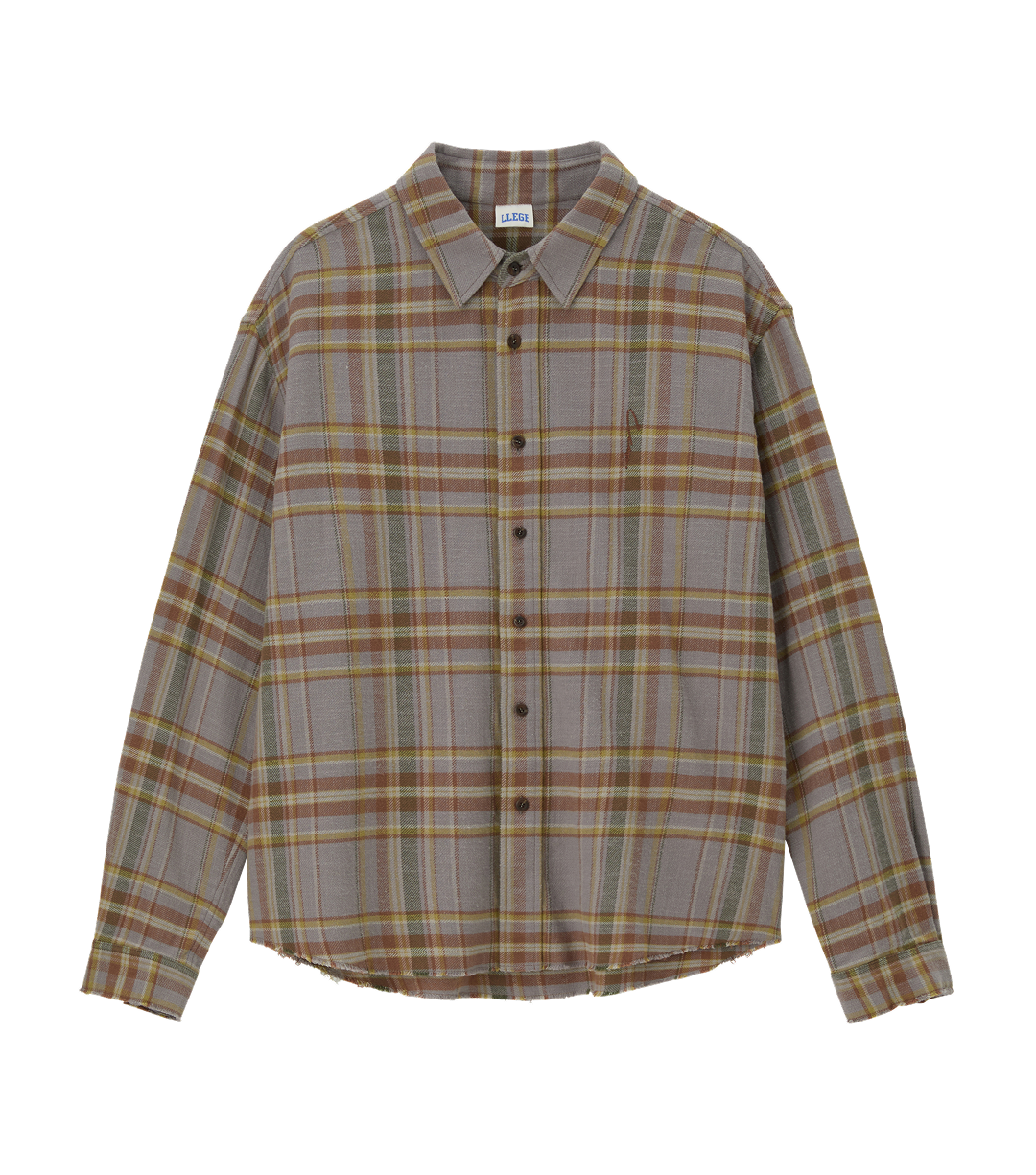 Llege - Oversized Flannel Shirt (Grey) product image 1 | TRAB K-Fashion Australia