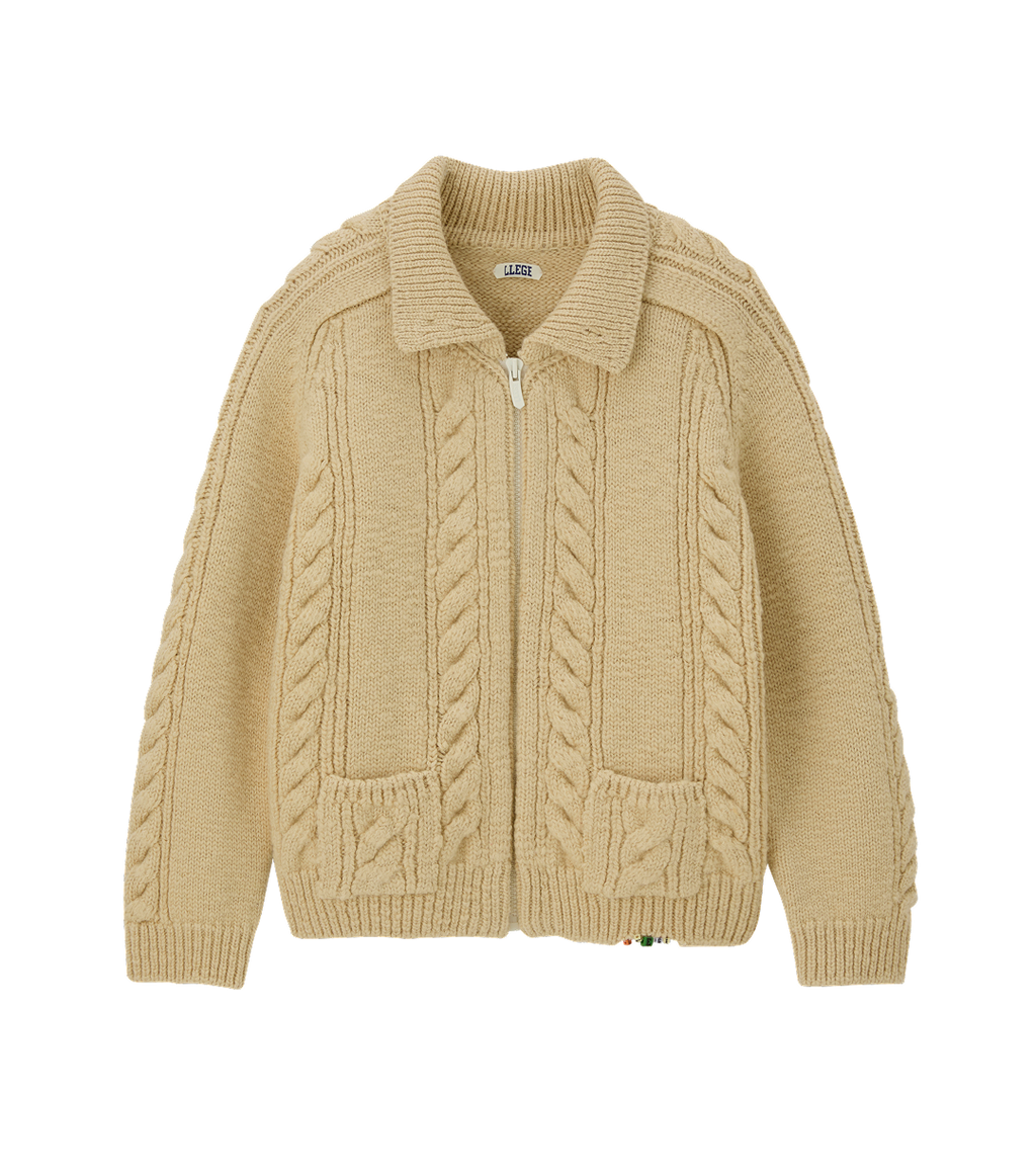 Llege - Cube Detail Cable Knit Jumper (Beige) product image 1 | TRAB K-Fashion Australia