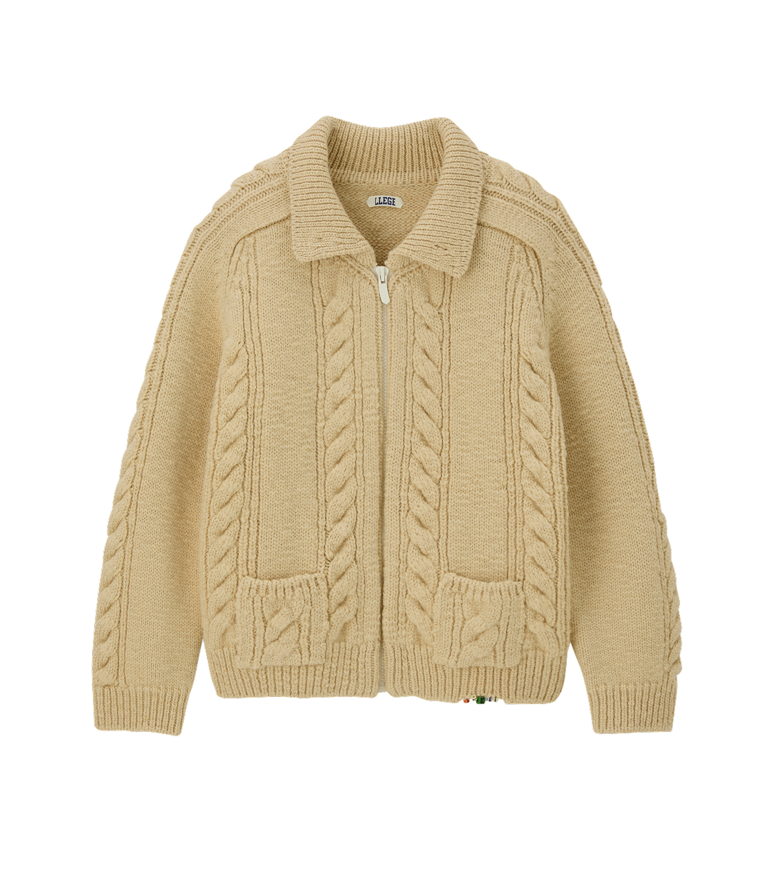 Llege - Cube Detail Cable Knit Jumper (Beige) product image 1 | TRAB K-Fashion Australia