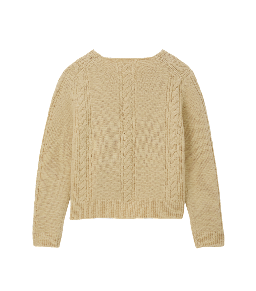 Llege - Cube Detail Cable V-Neck Sweater (Beige) product image 2 | TRAB K-Fashion Australia