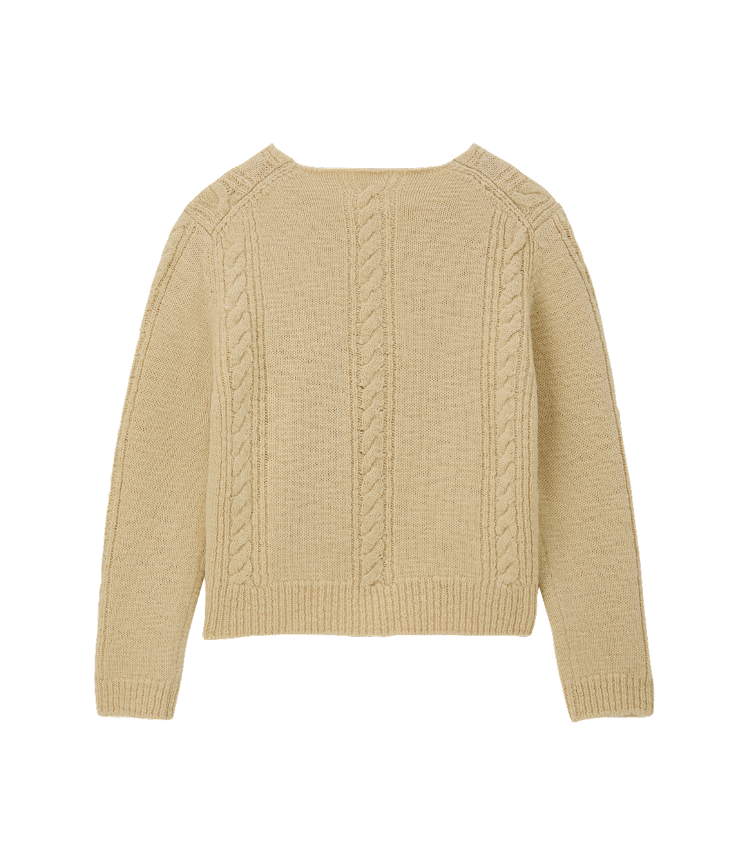 Llege - Cube Detail Cable V-Neck Sweater (Beige) product image 2 | TRAB K-Fashion Australia