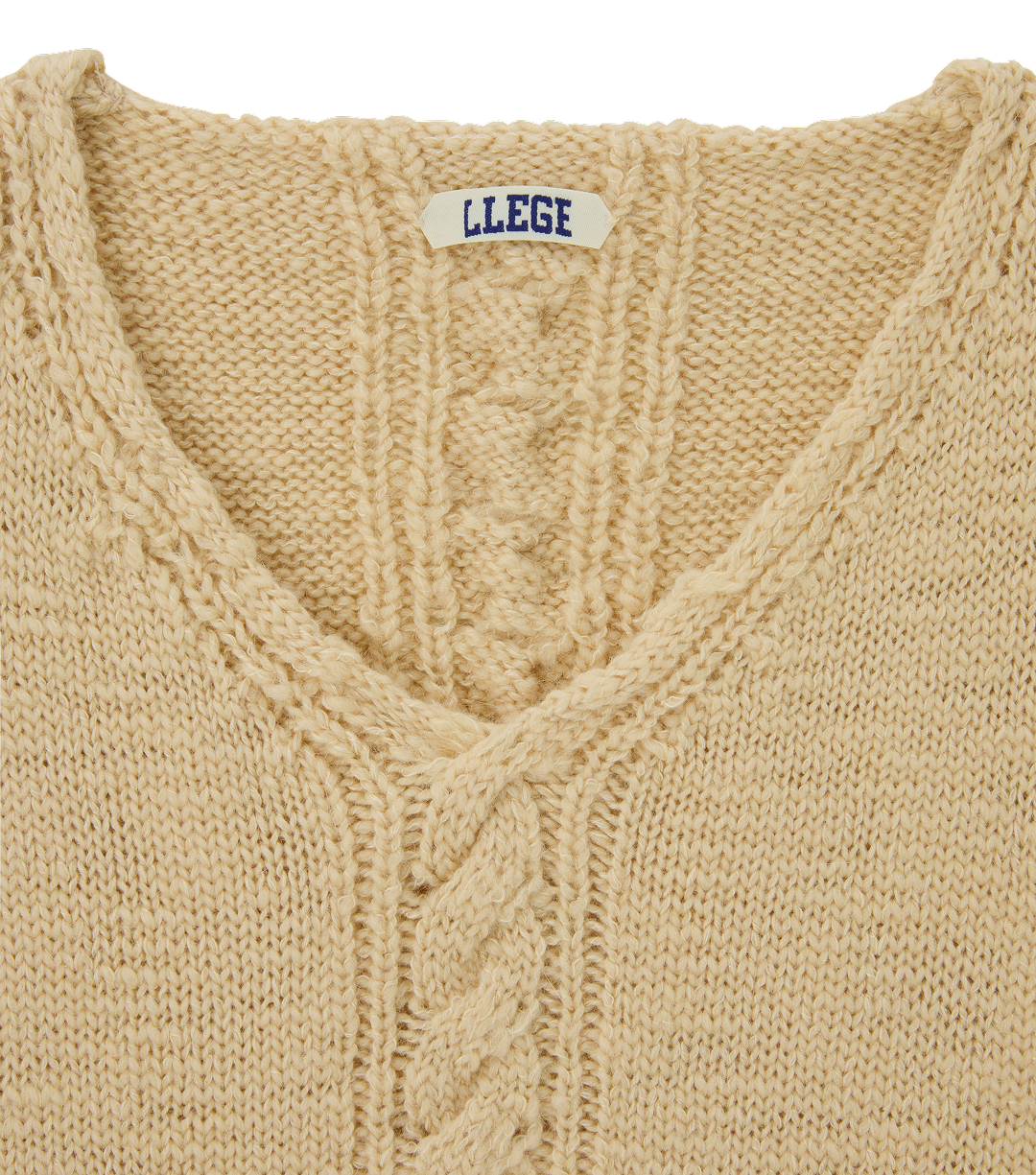 Llege - Cube Detail Cable V-Neck Sweater (Beige) product image 3 | TRAB K-Fashion Australia