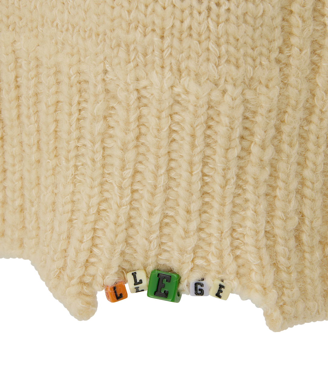 Llege - Cube Detail Cable V-Neck Sweater (Beige) product image 4 | TRAB K-Fashion Australia