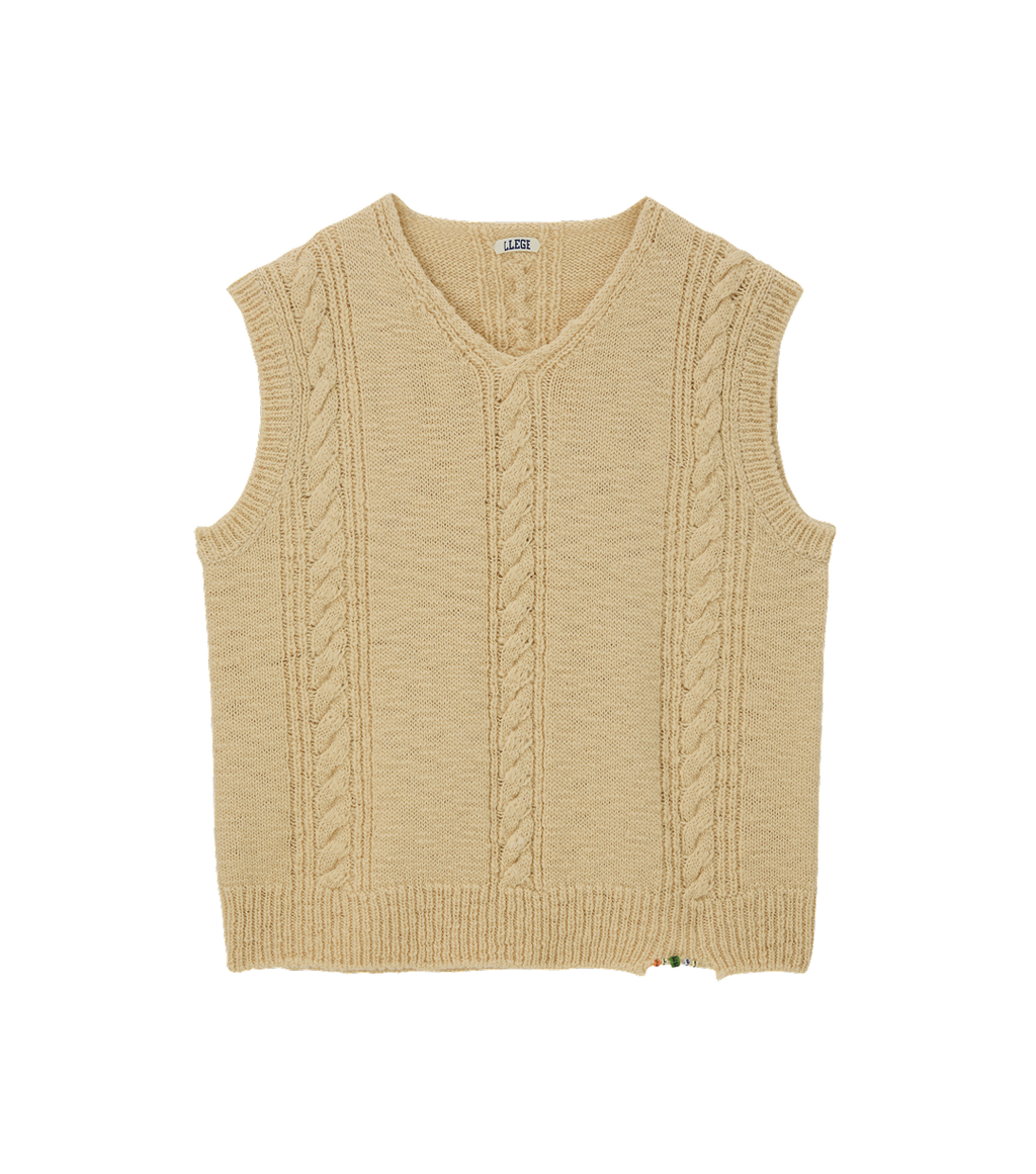 Llege - Cube Detail Cable Knit Vest (Beige) product image 1 | TRAB K-Fashion Australia