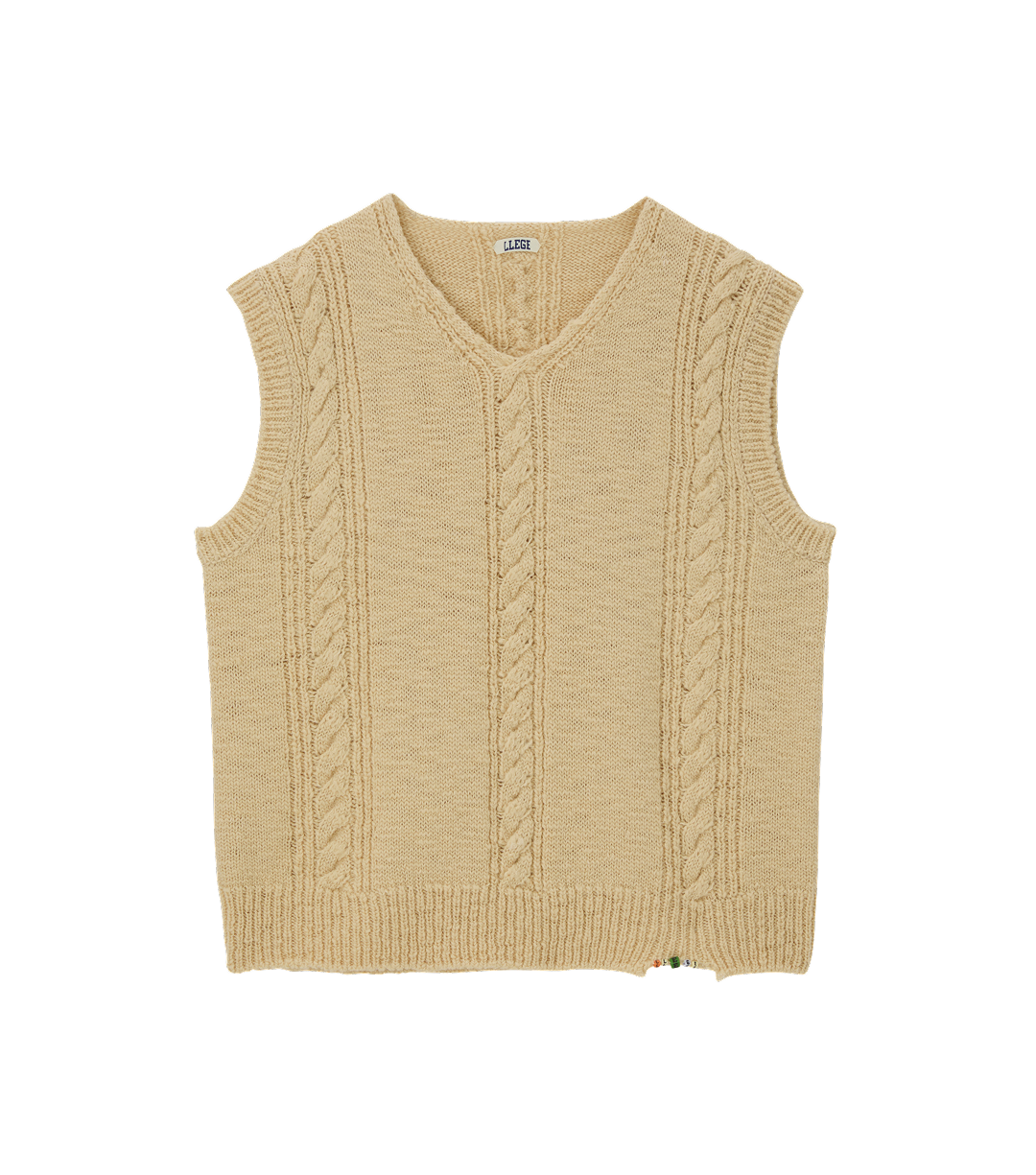 Llege - Cube Detail Cable Knit Vest (Beige) product image 1 | TRAB K-Fashion Australia