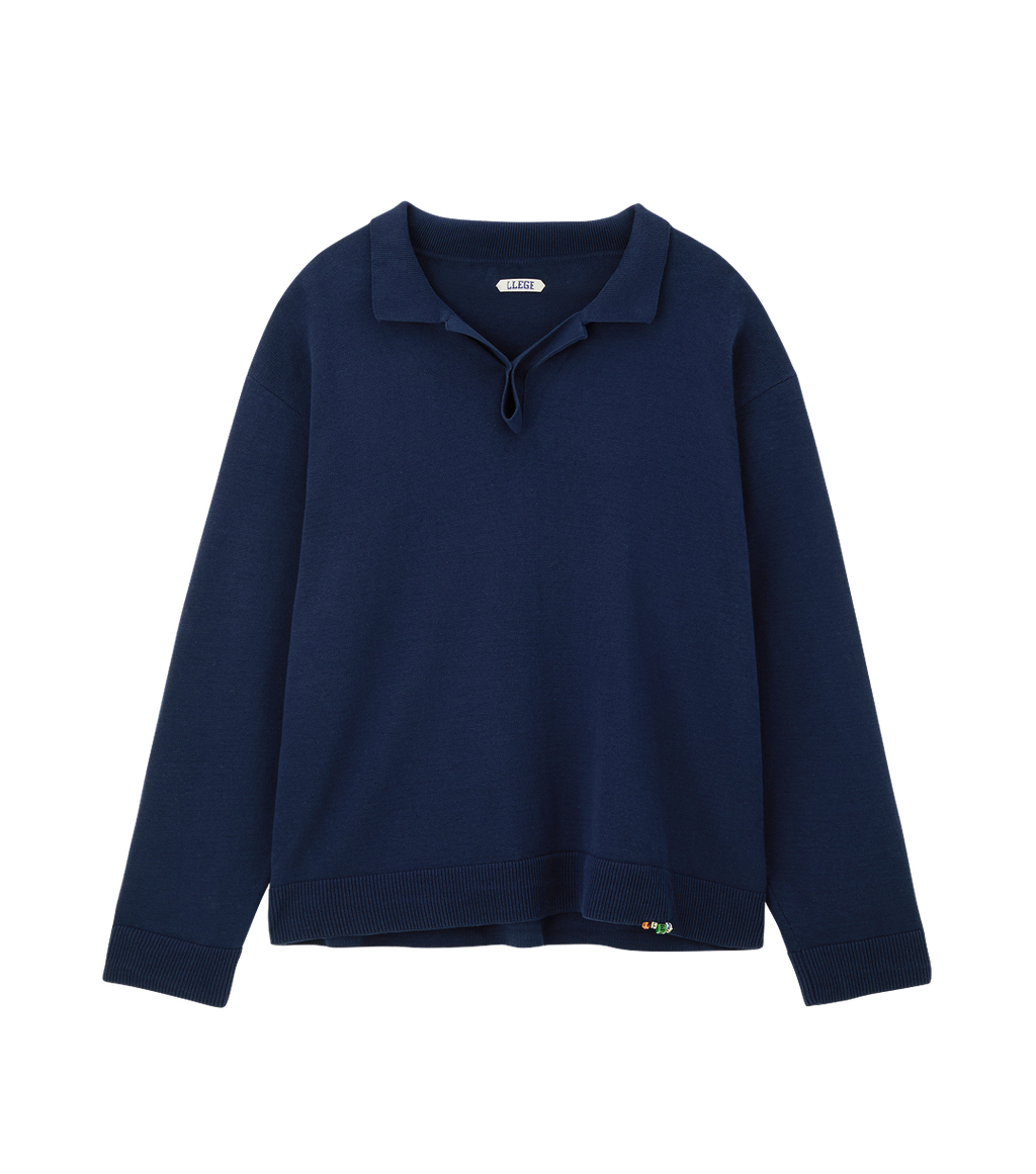 Llege - Oversized Cube Detail Polo Knit (Navy) product image 1 | TRAB K-Fashion Australia