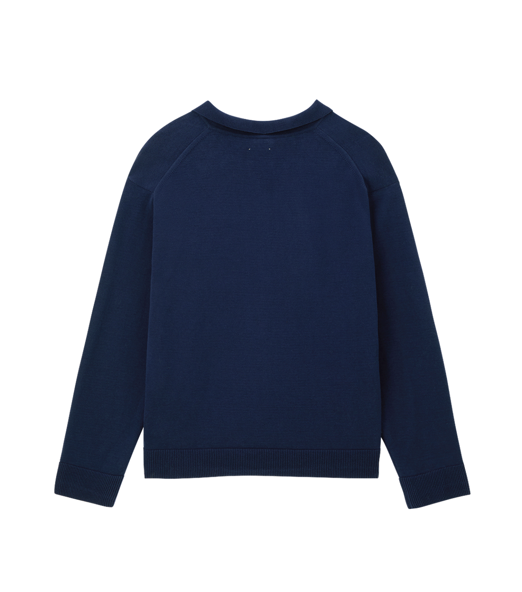 Llege - Oversized Cube Detail Polo Knit (Navy) product image 2 | TRAB K-Fashion Australia