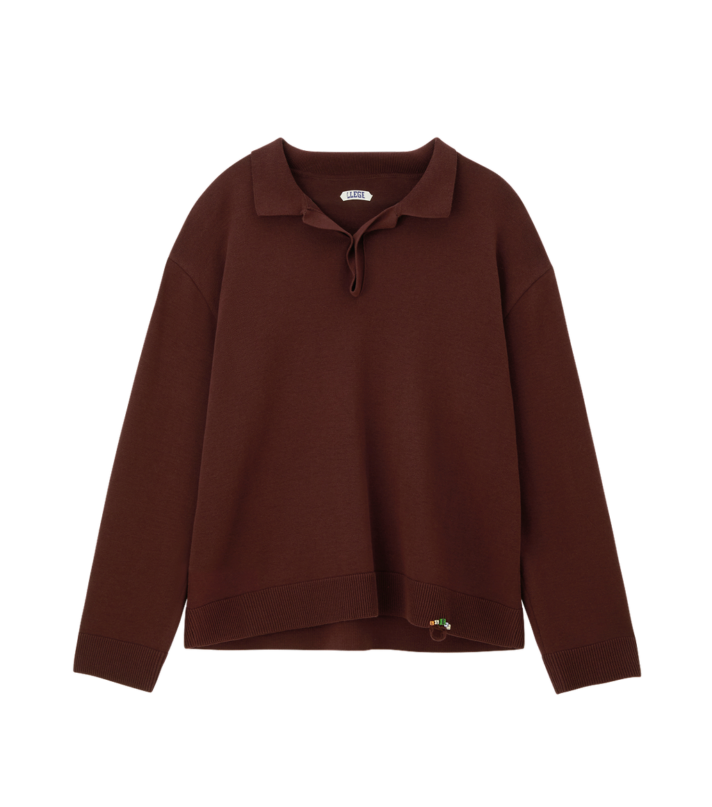 Llege - Oversized Cube Detail Polo Knit (Brown) product image 1 | TRAB K-Fashion Australia