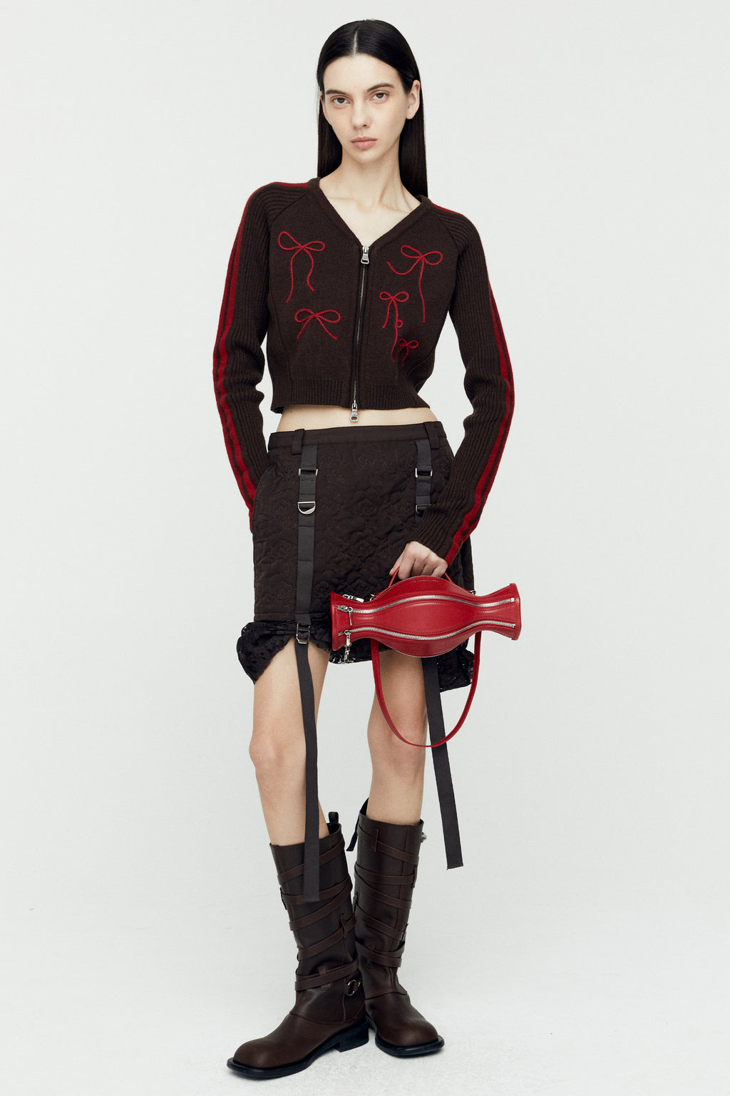 Andersson Bell - Ribbon Embroidery Knit Cardigan (Red) product image 4 | TRAB K-Fashion Australia