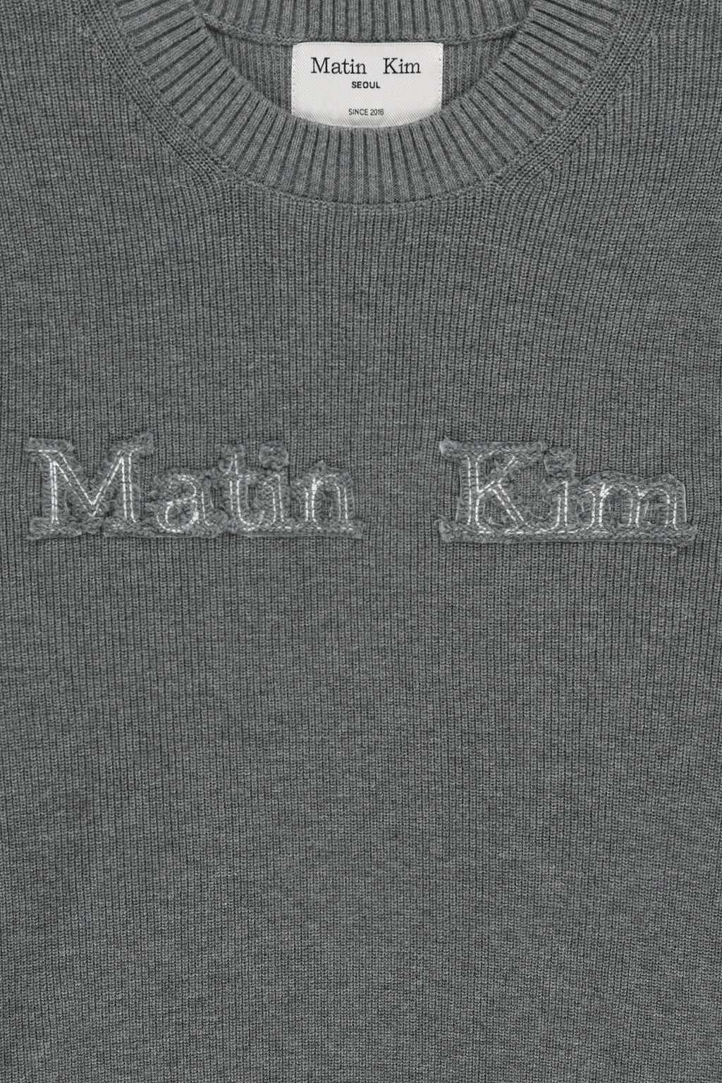 Matin Kim - Matin Applique Logo Knit Pullover (Grey) product image 5 | TRAB K-Fashion Australia