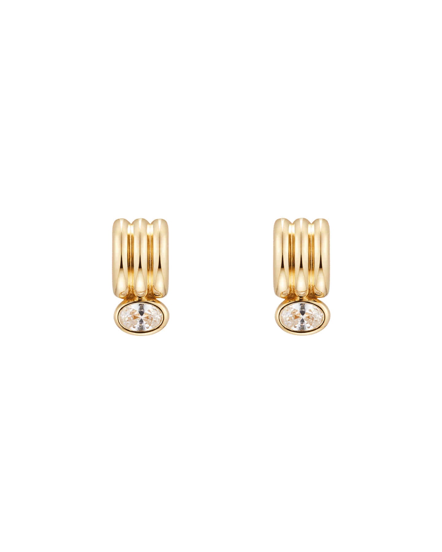 Numbering - Triple Pipe Bezel Stone Drop Hoop Earrings #3303 product image 7 | TRAB K-Fashion Australia