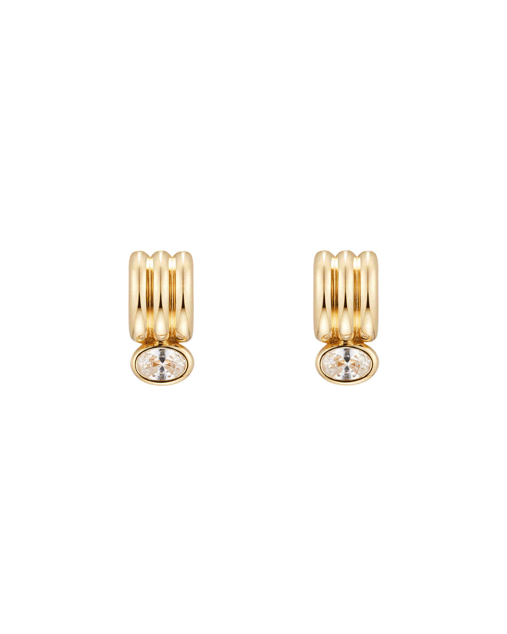 Numbering - Triple Pipe Bezel Stone Drop Hoop Earrings #3303 product image 7 | TRAB K-Fashion Australia