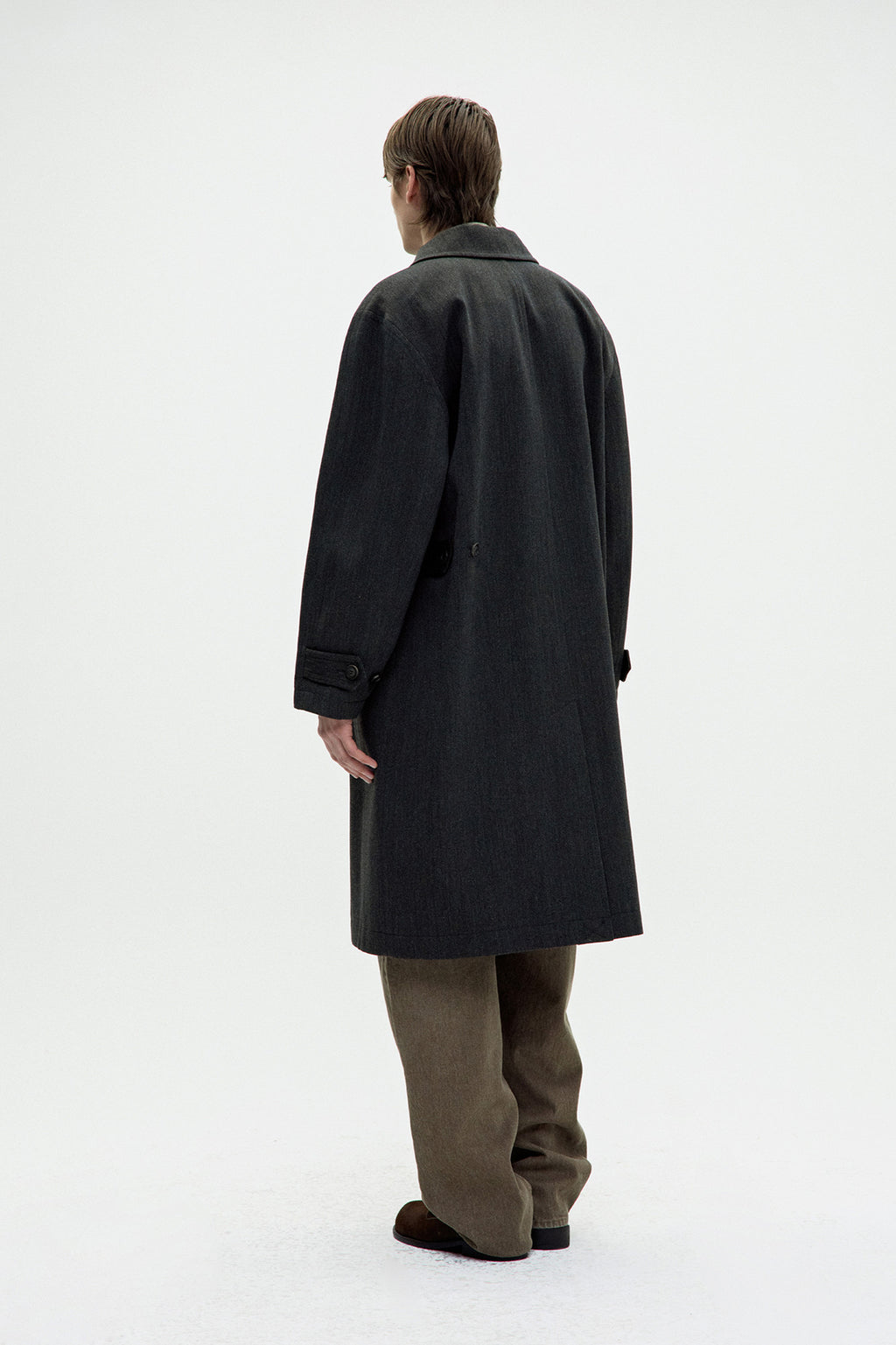 Coor - Round Shoulder Leather Trim Balmaacan Coat (Charcoal) product image 4 | TRAB K-Fashion Australia