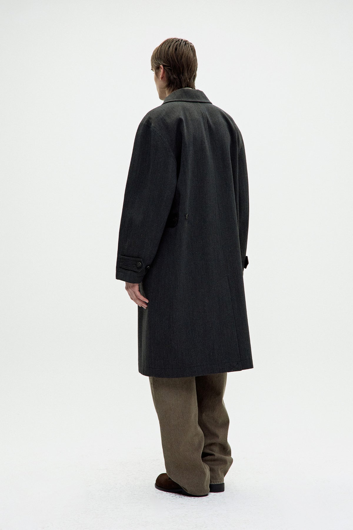 Coor - Round Shoulder Leather Trim Balmaacan Coat (Charcoal) product image 4 | TRAB K-Fashion Australia