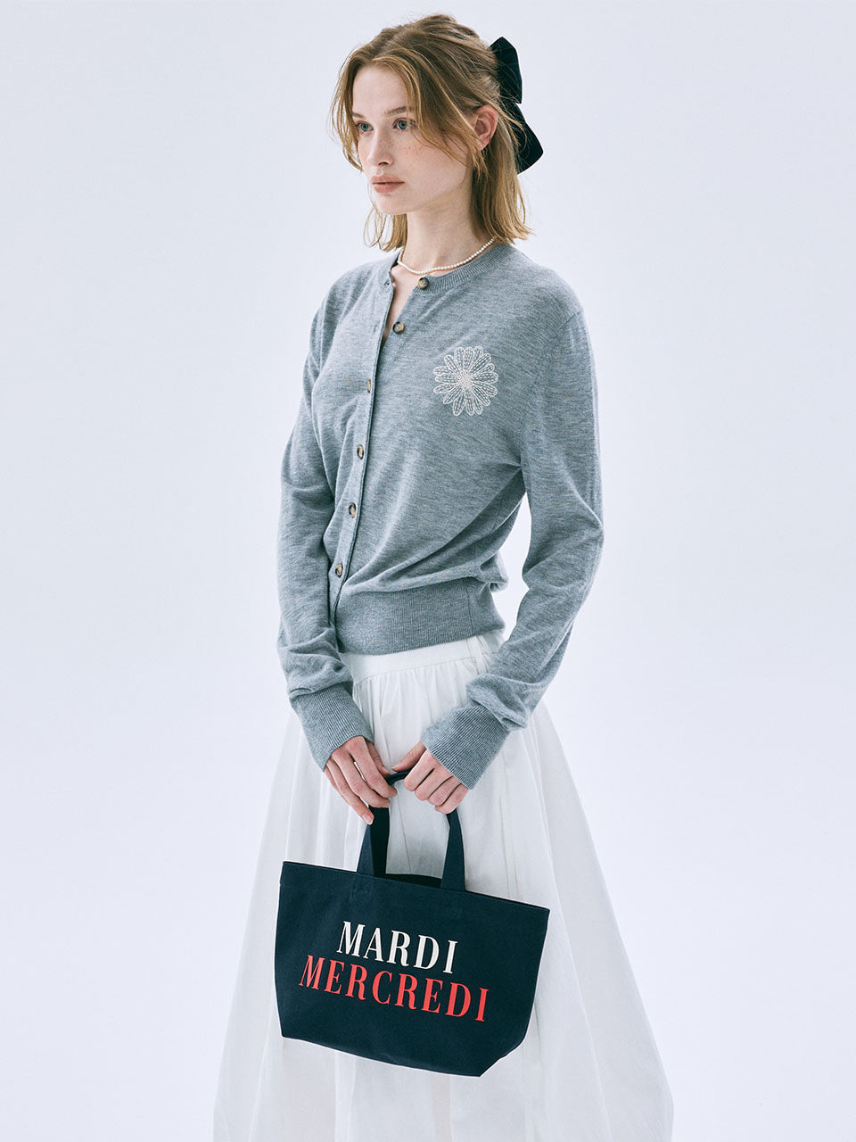 Mardi Mercredi - Canvas Tote Bag La Typo Francaise (Navy) product image 1 | TRAB K-Fashion Australia