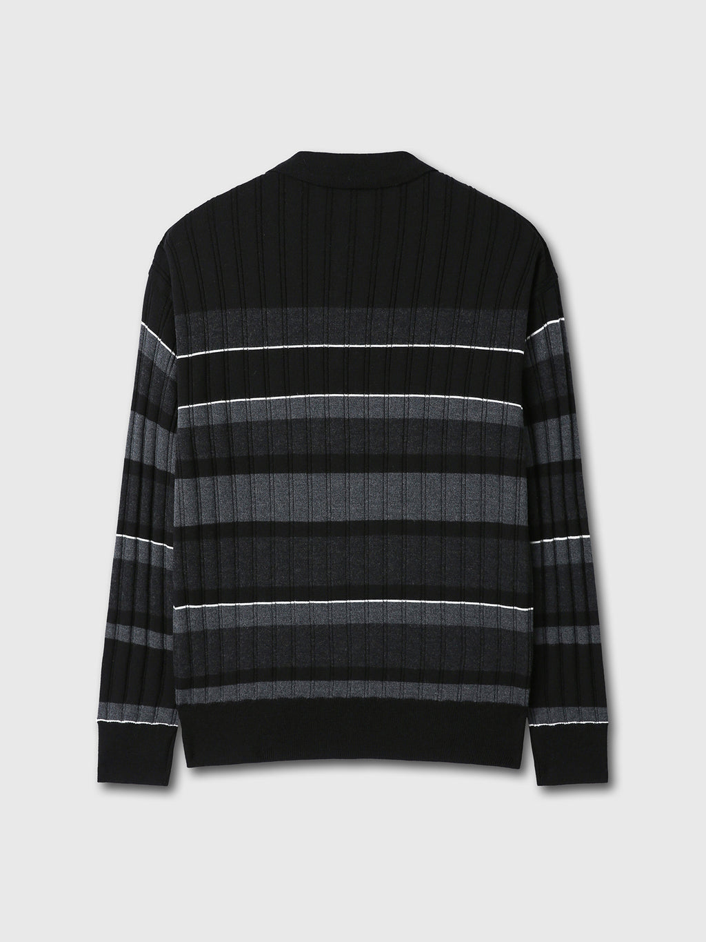Tonywack - Super Fine Wool Ribbed Stripe Polo Knit (Black/Grey) product image 9 | TRAB K-Fashion Australia