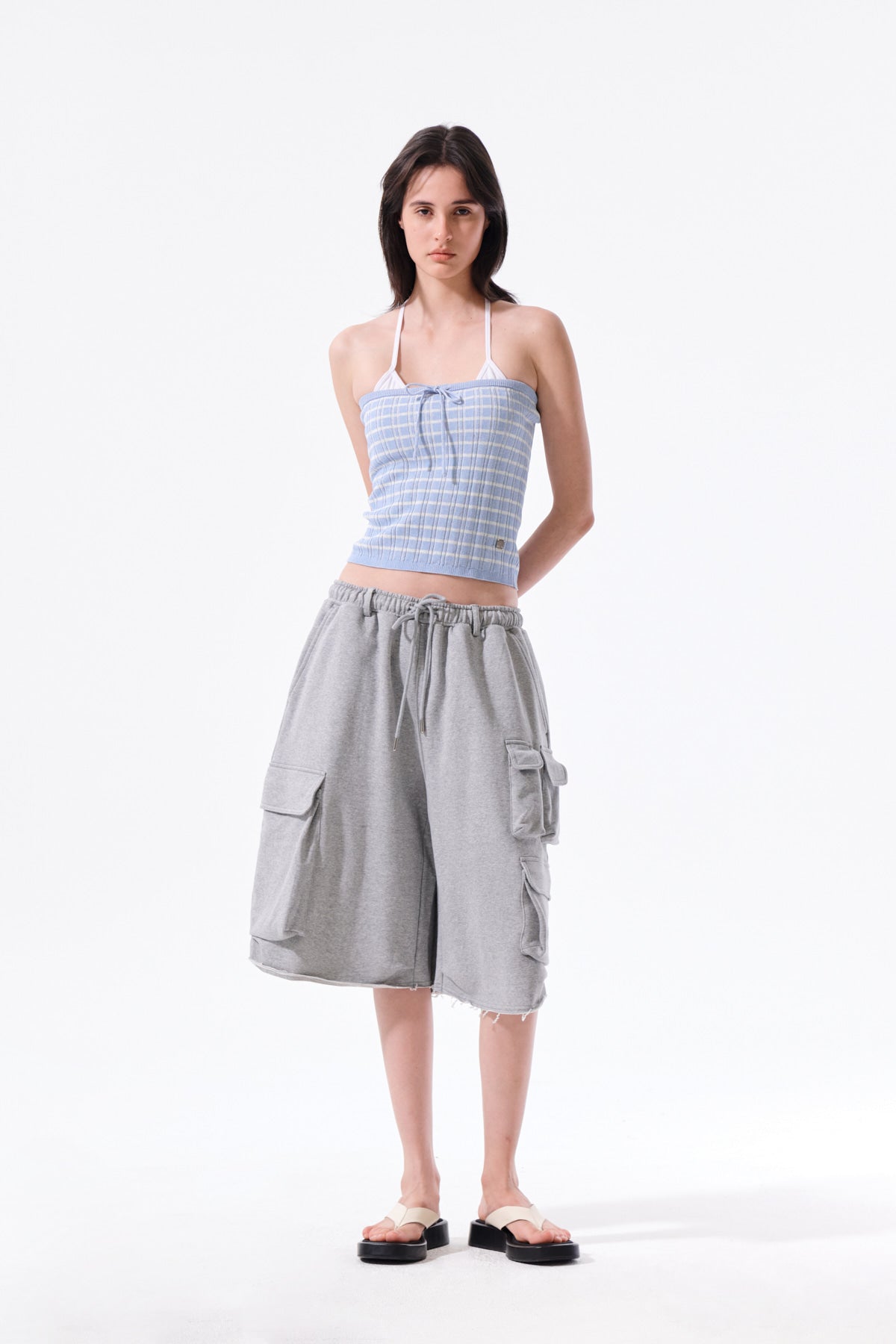 Matin Kim - Stripe Knit Tube Top (Light Blue) product image 9 | TRAB K-Fashion Australia