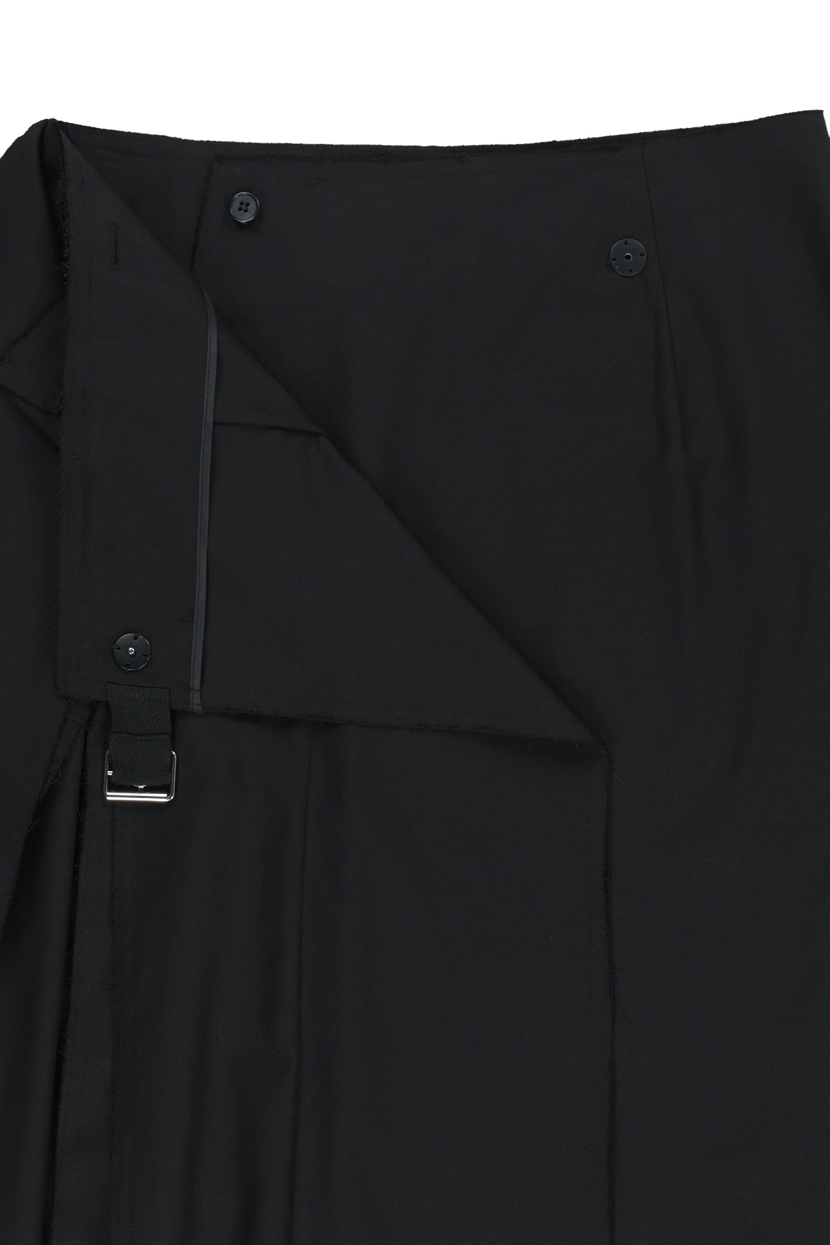 Matin Kim - Raw Edge Flap Belted Skirt (Black) product image 4 | TRAB K-Fashion Australia